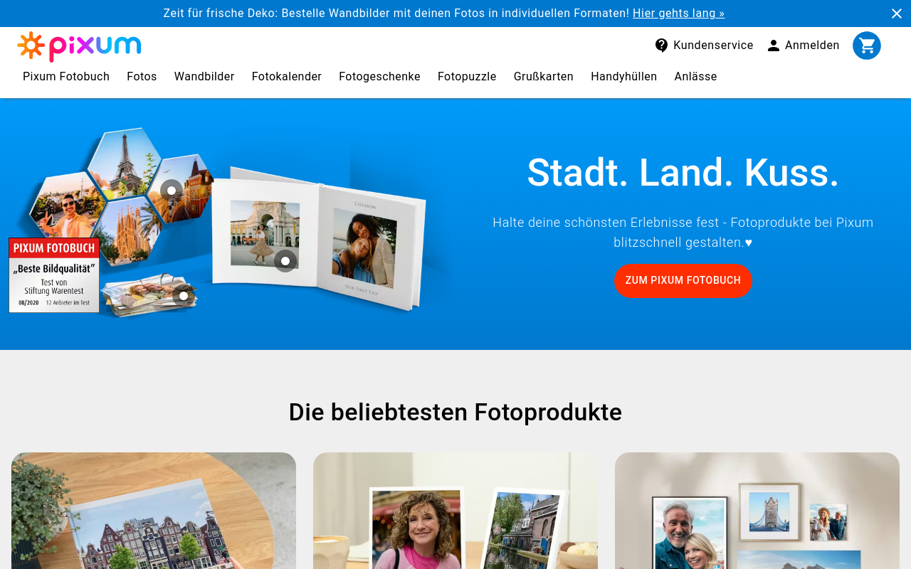 Screenshot von pixum.de