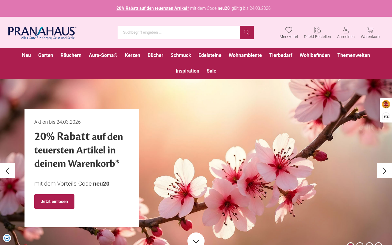 Screenshot von pranahaus.de