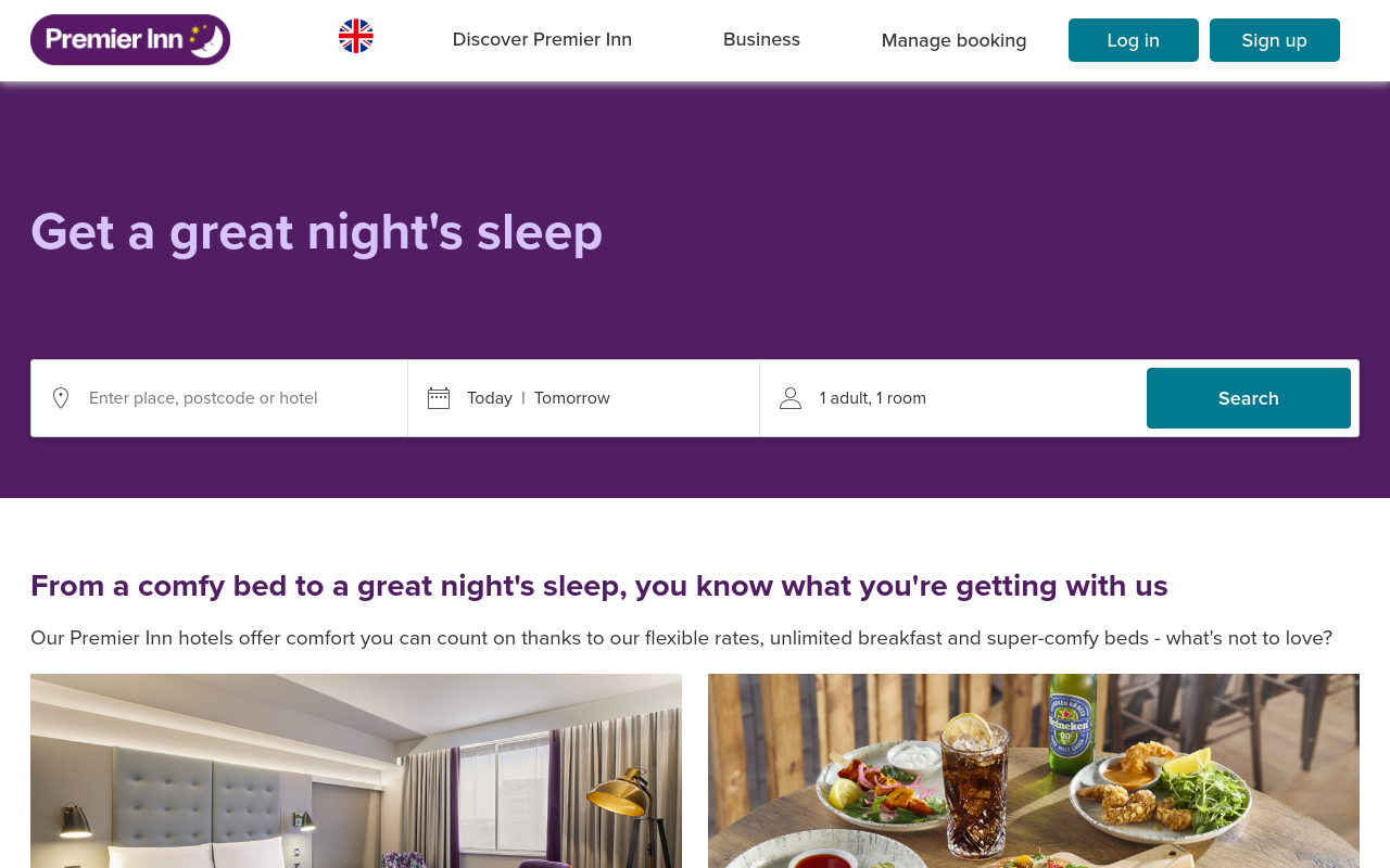 Screenshot von premierinn.com