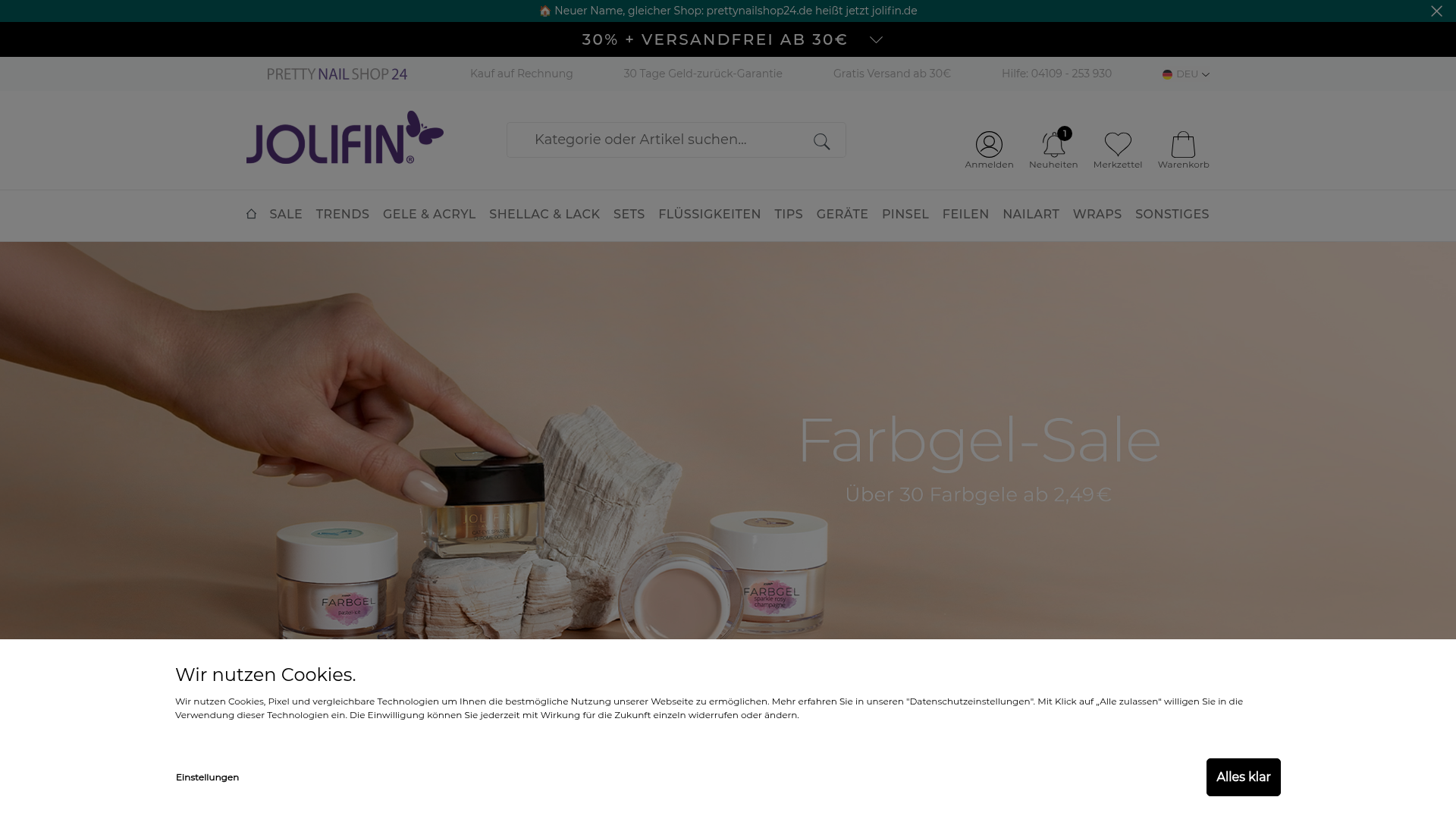 Screenshot von prettynailshop24.de