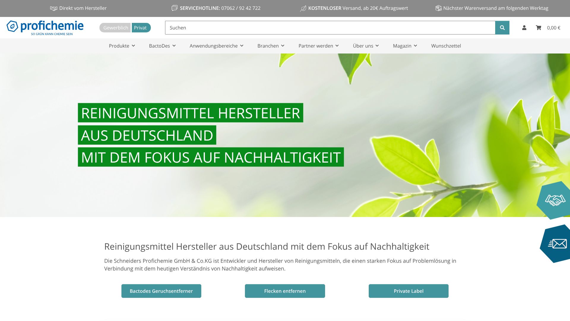 Screenshot von profichemie.com