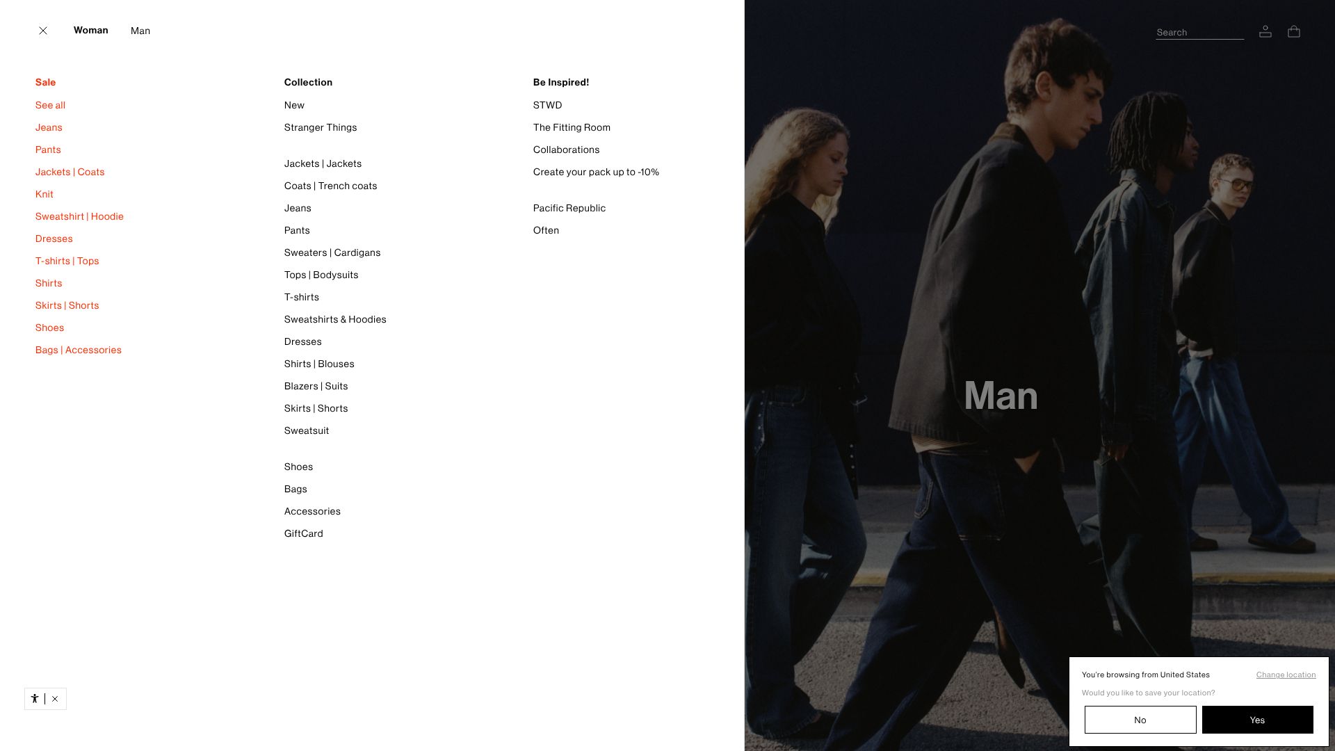 Screenshot von pullandbear.com