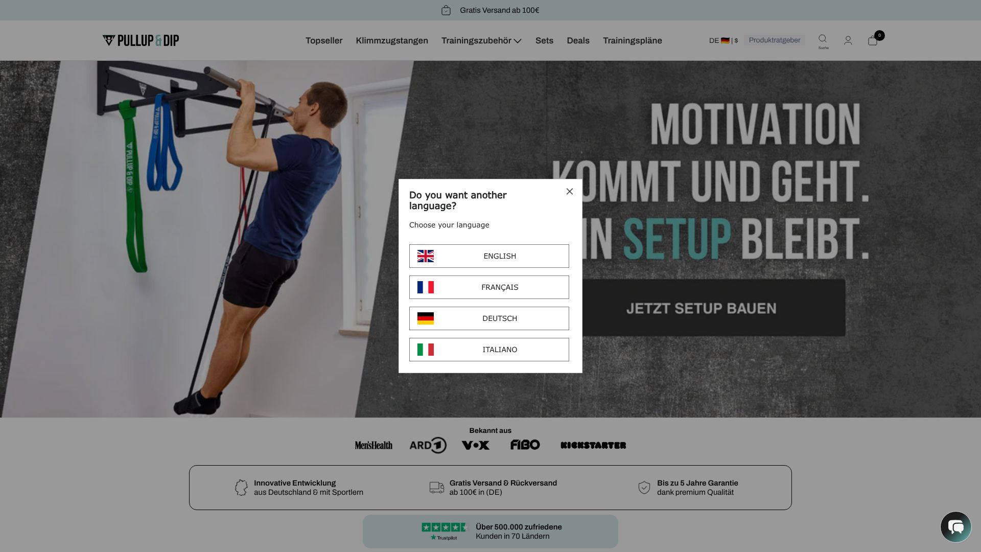 Screenshot von pullup-dip.de
