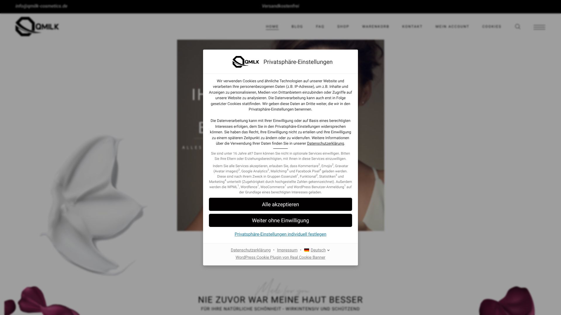 Screenshot von qmilk-cosmetics.de