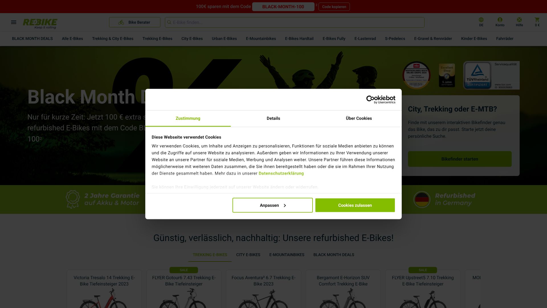 Screenshot von rebike.com
