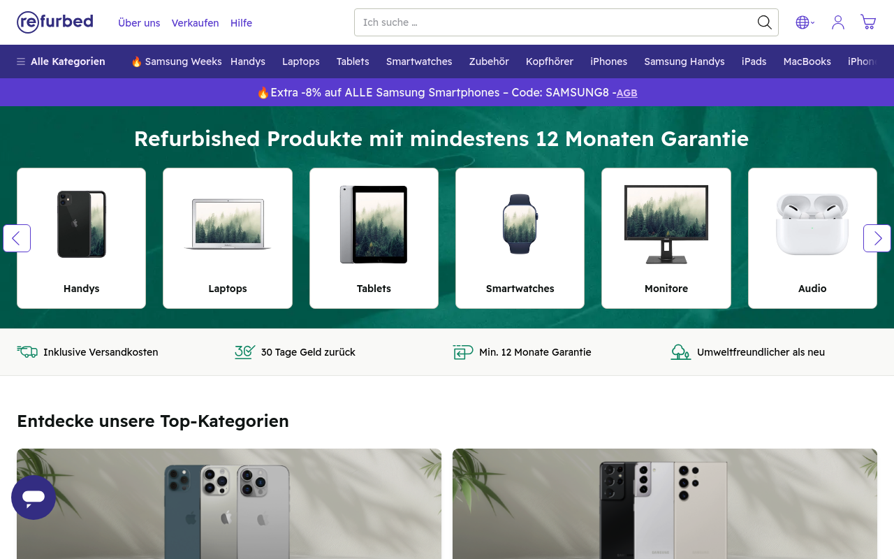 Screenshot von refurbed.de