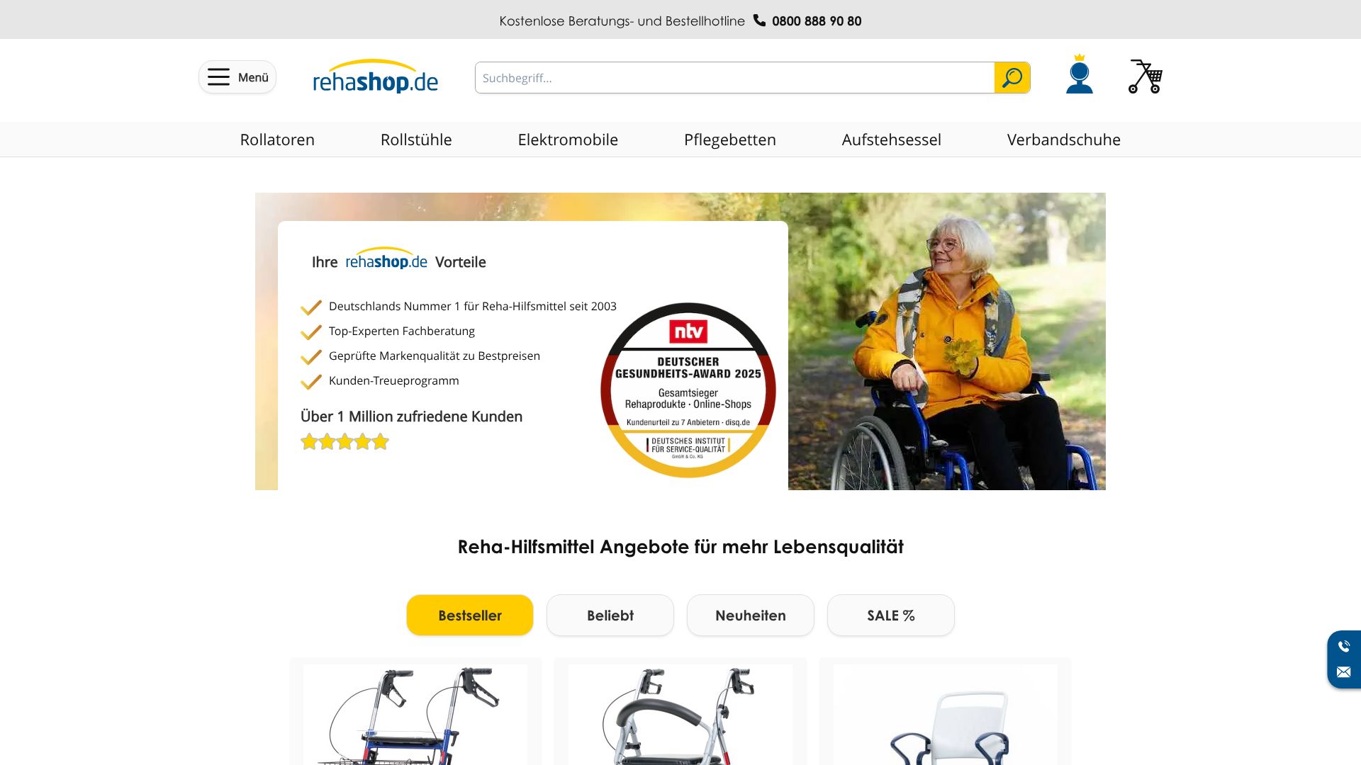 Screenshot von rehashop.de