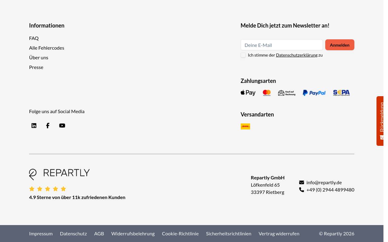 Screenshot von repartly.de