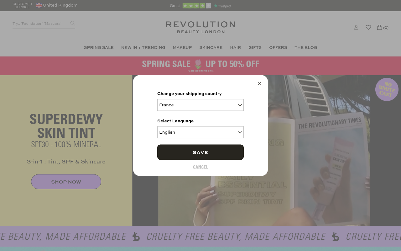 Screenshot von revolutionbeauty.com