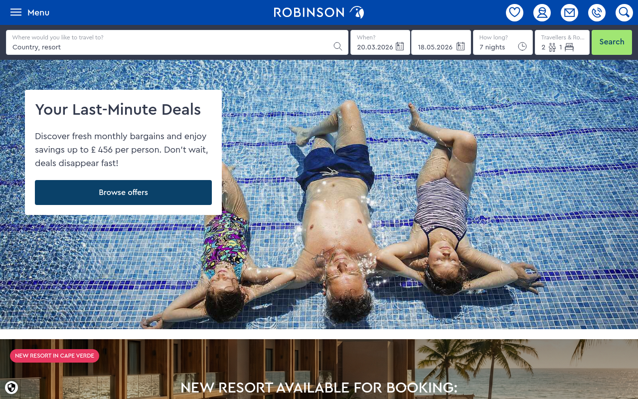 Screenshot von robinson.com