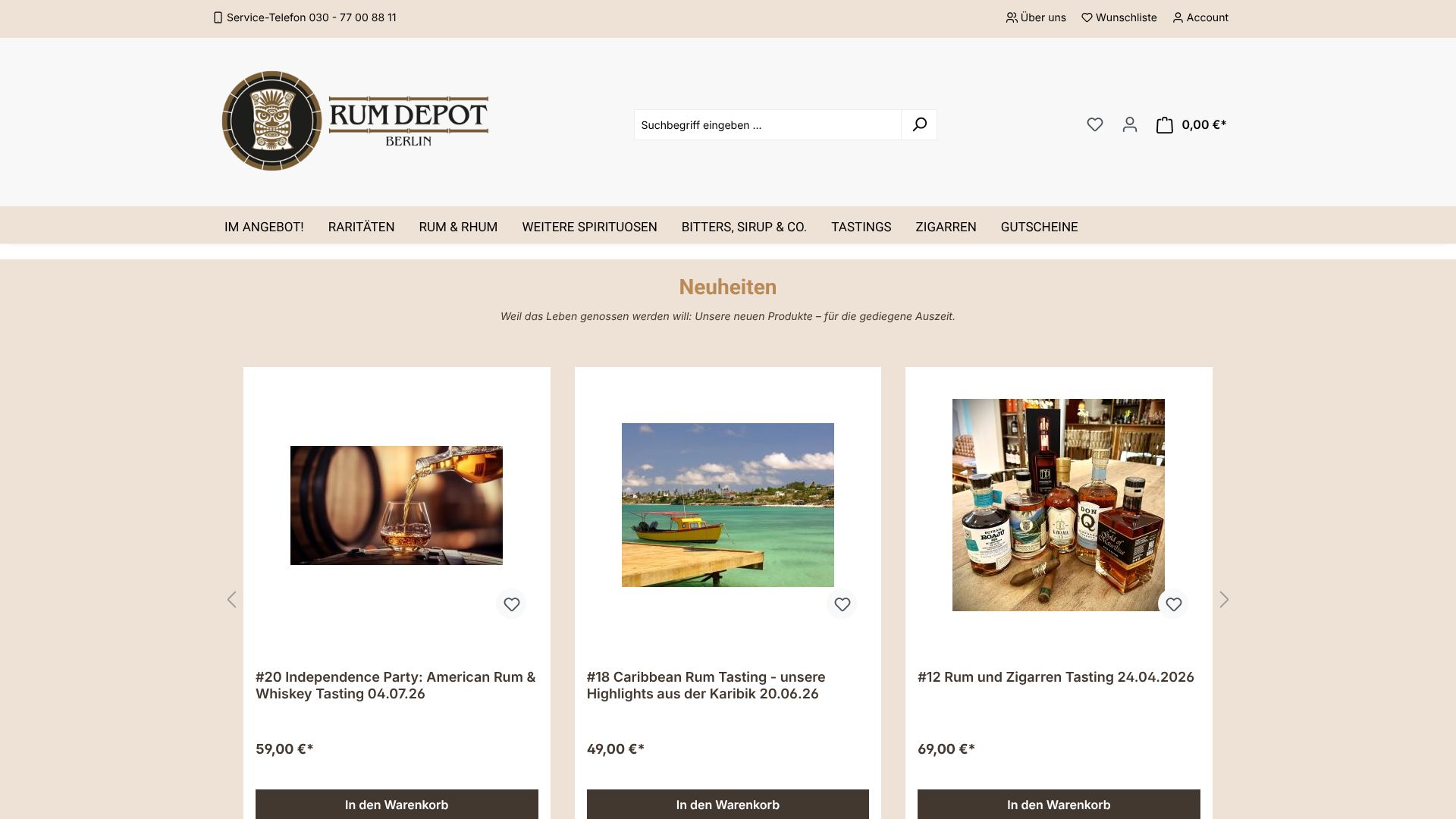 Screenshot von Rum-Depot.de