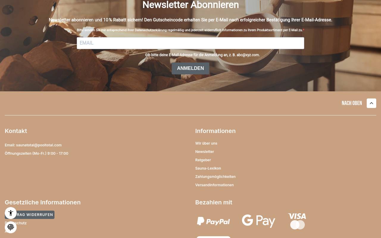 Screenshot von saunatotal.com