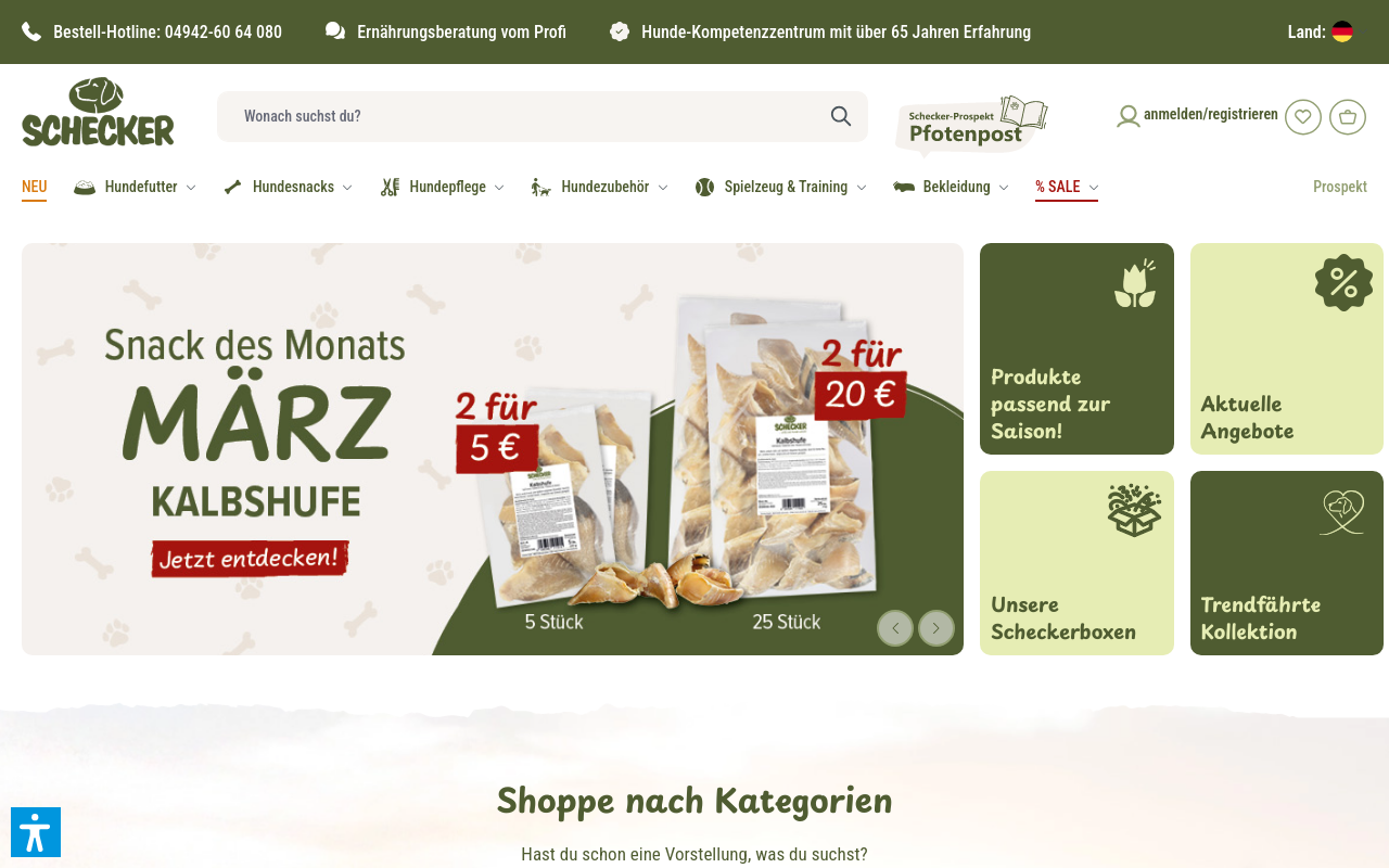 Screenshot von schecker.de