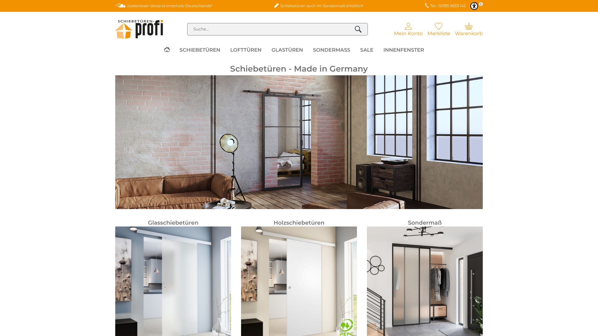 Screenshot von Schiebetüren-Profi.com
