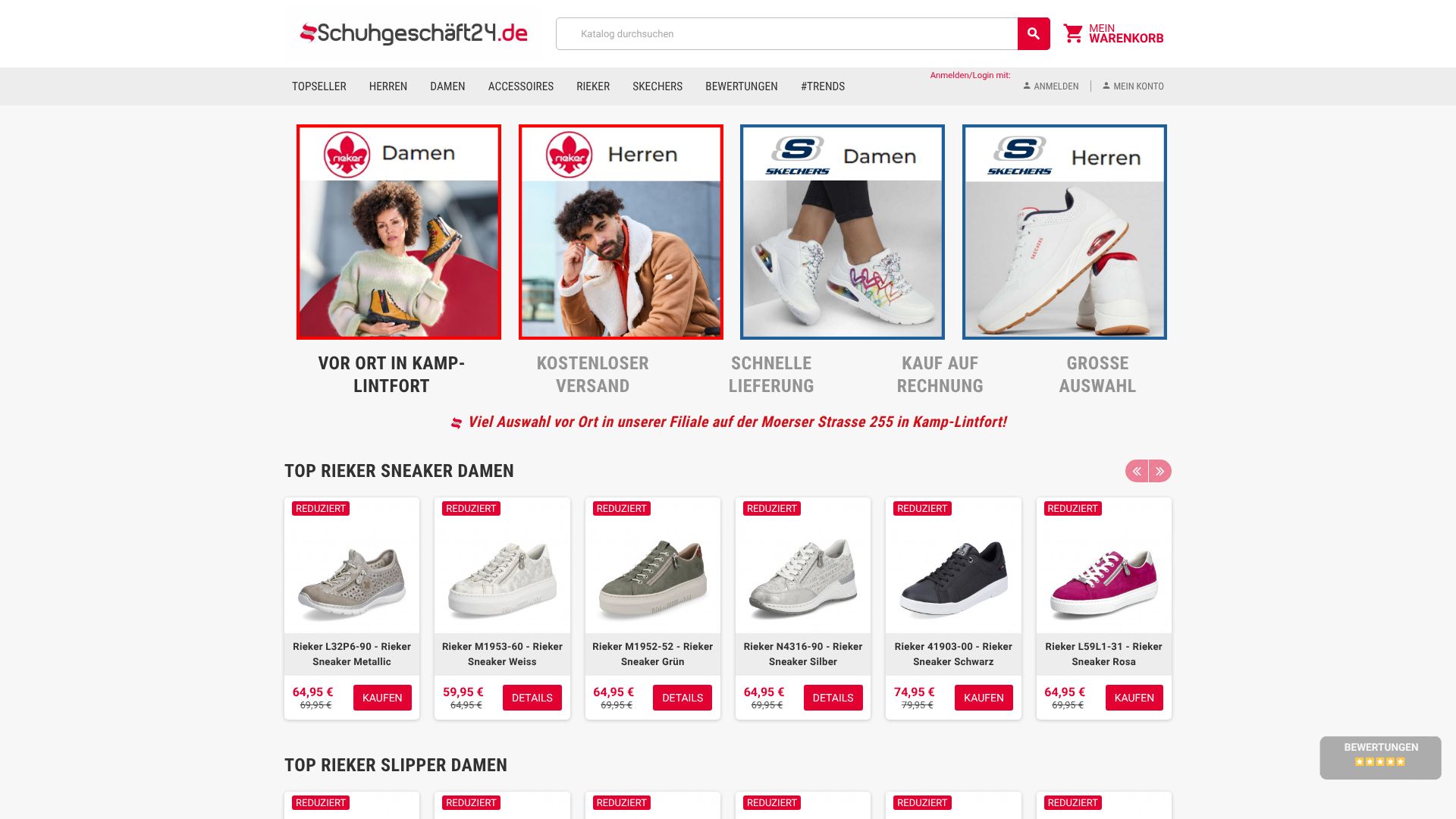 Screenshot von schuhgeschaeft24.com