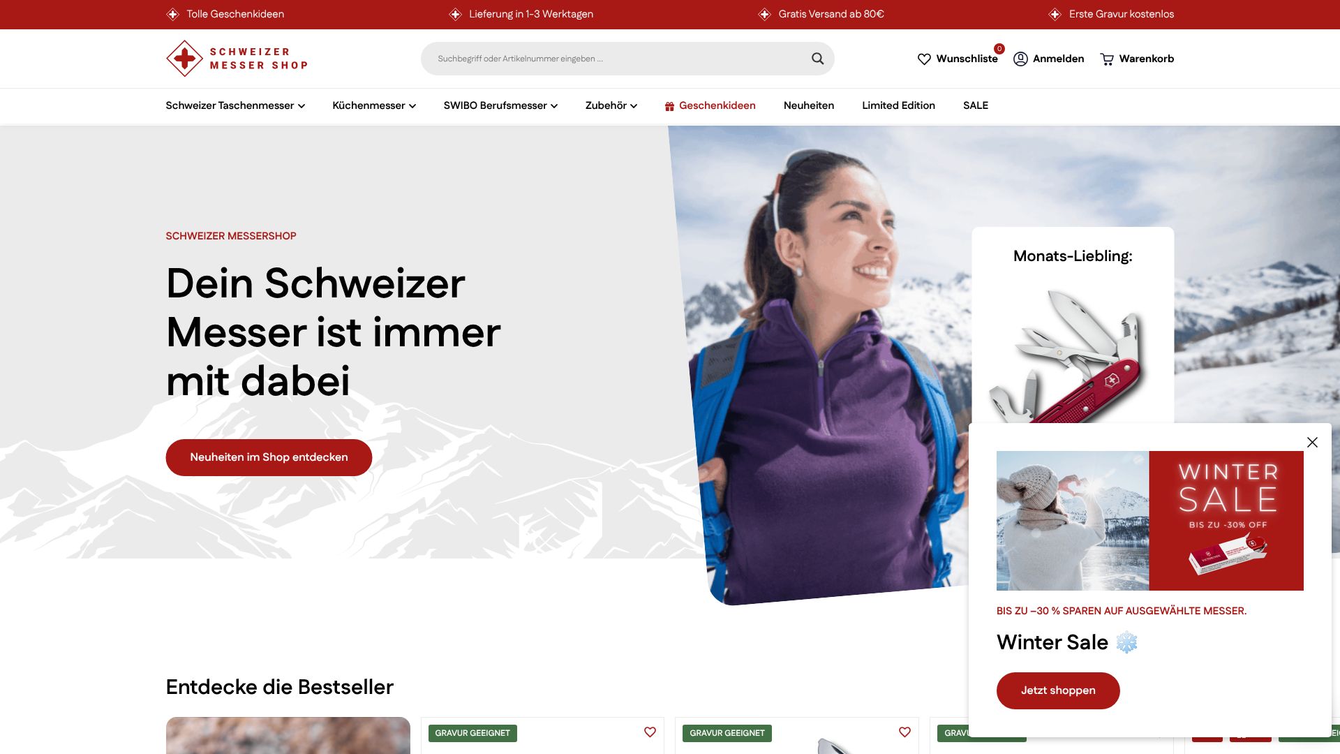 Screenshot von schweizer-messer-shop.at