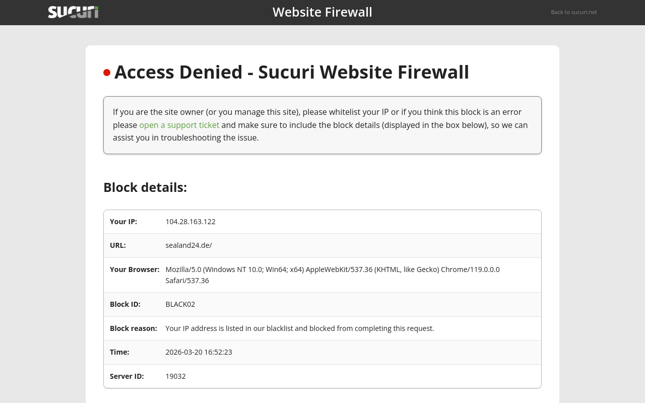 Screenshot von sealand24.de