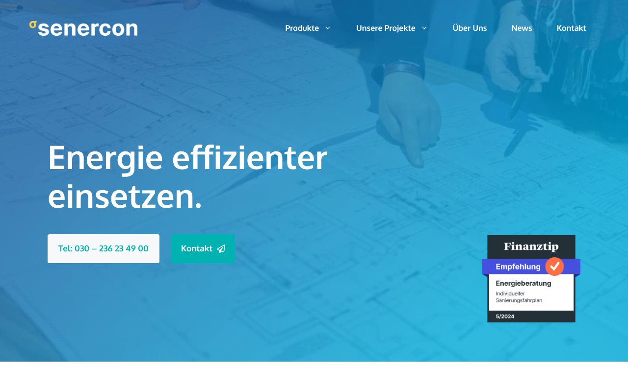 Screenshot von senercon.de