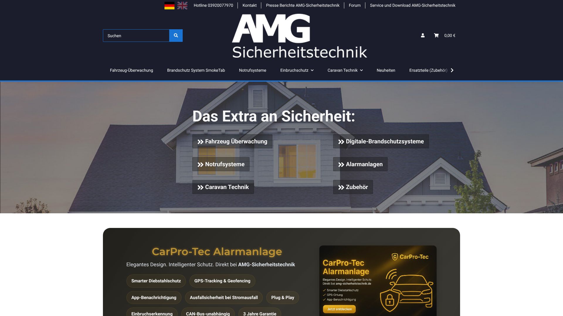 Screenshot von AMG Sicherheitstechnik