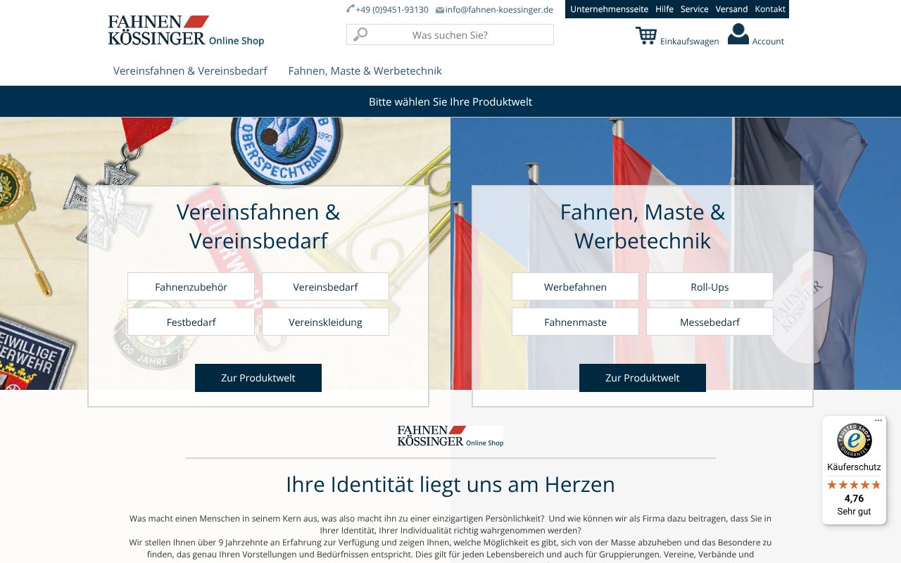 Screenshot von Fahnen Koessinger 