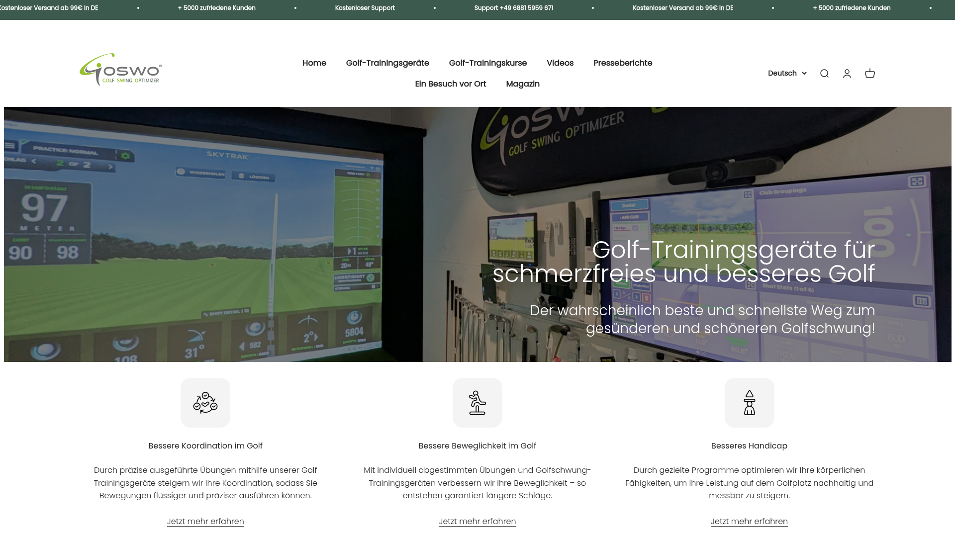 Screenshot von Golf Trainingsgeräte