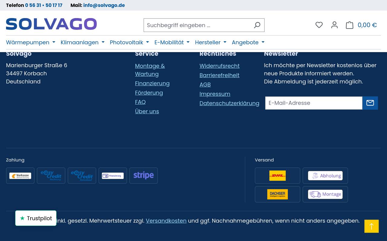 Screenshot von solvago.de