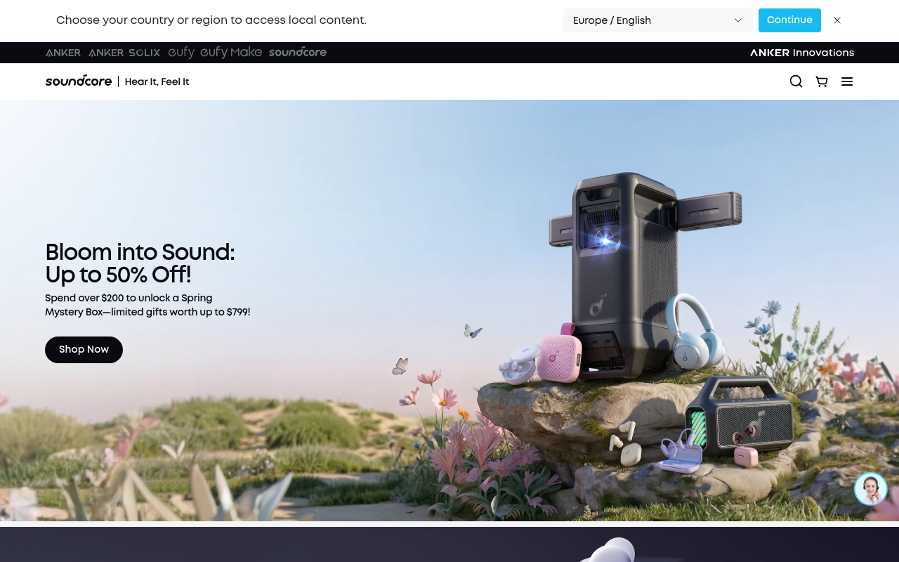Screenshot von soundcore.com