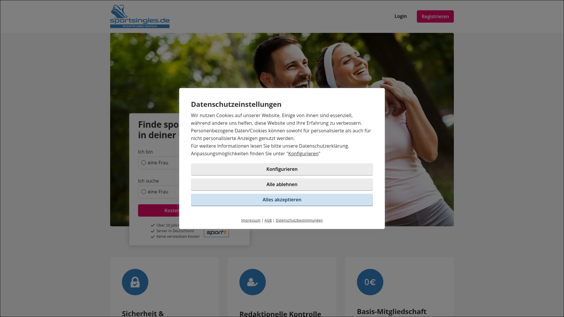 Screenshot von sportsingles.de