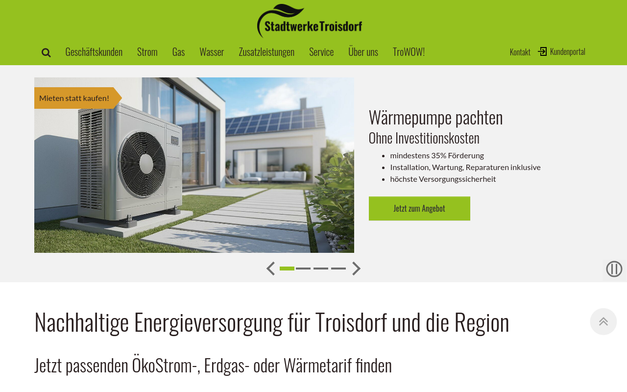 Screenshot von Stadtwerke Troisdorf DE