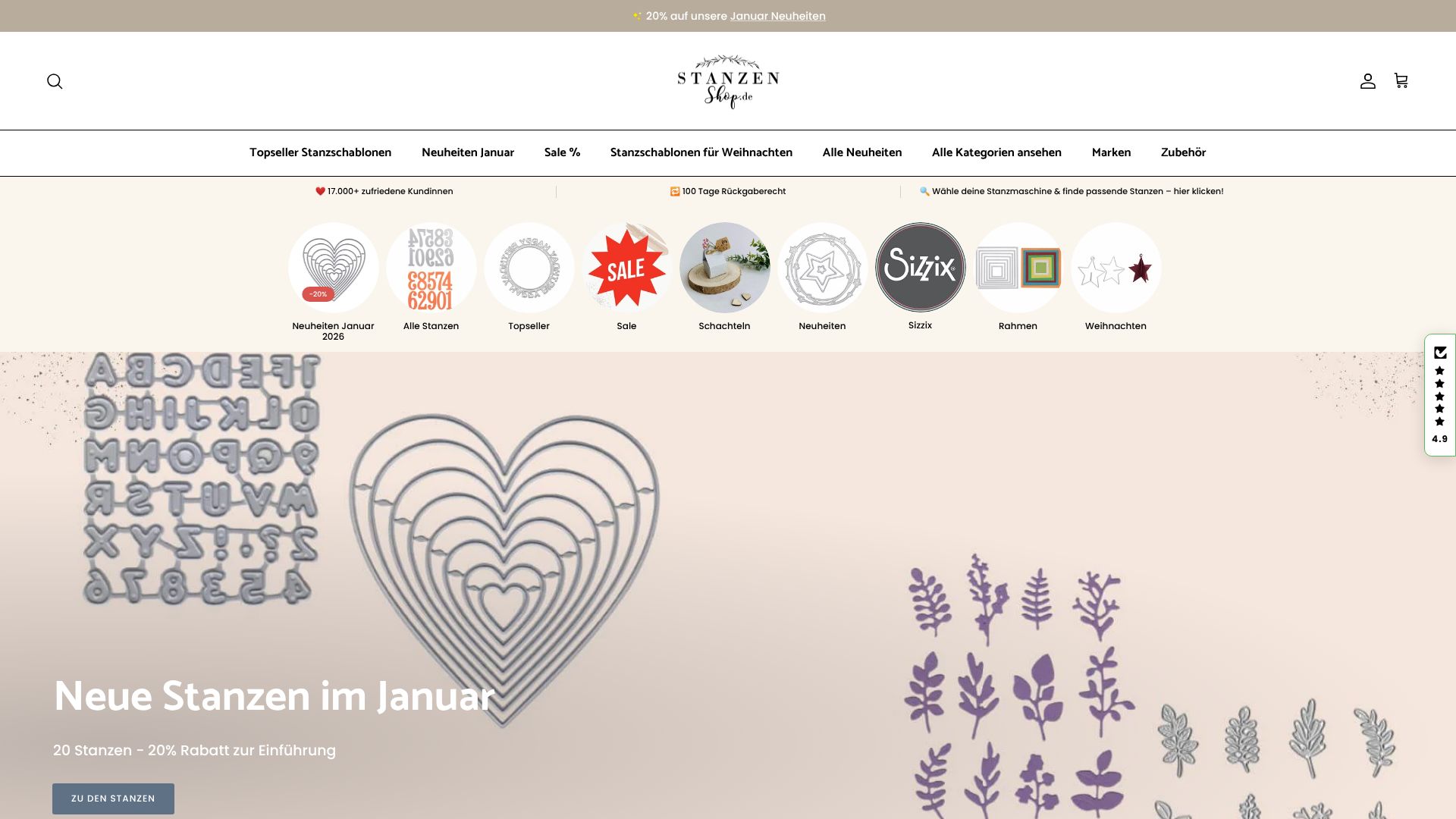 Screenshot von stanzenshop.de