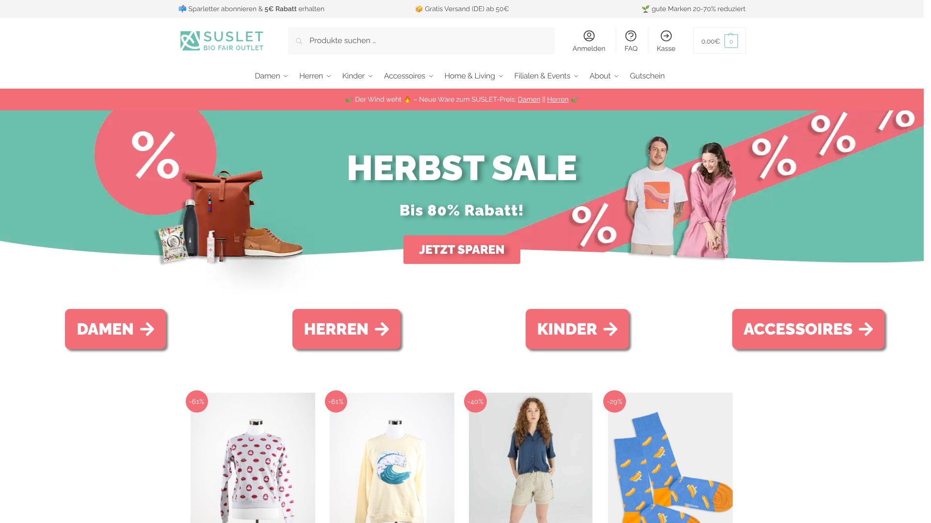 Screenshot von suslet.com