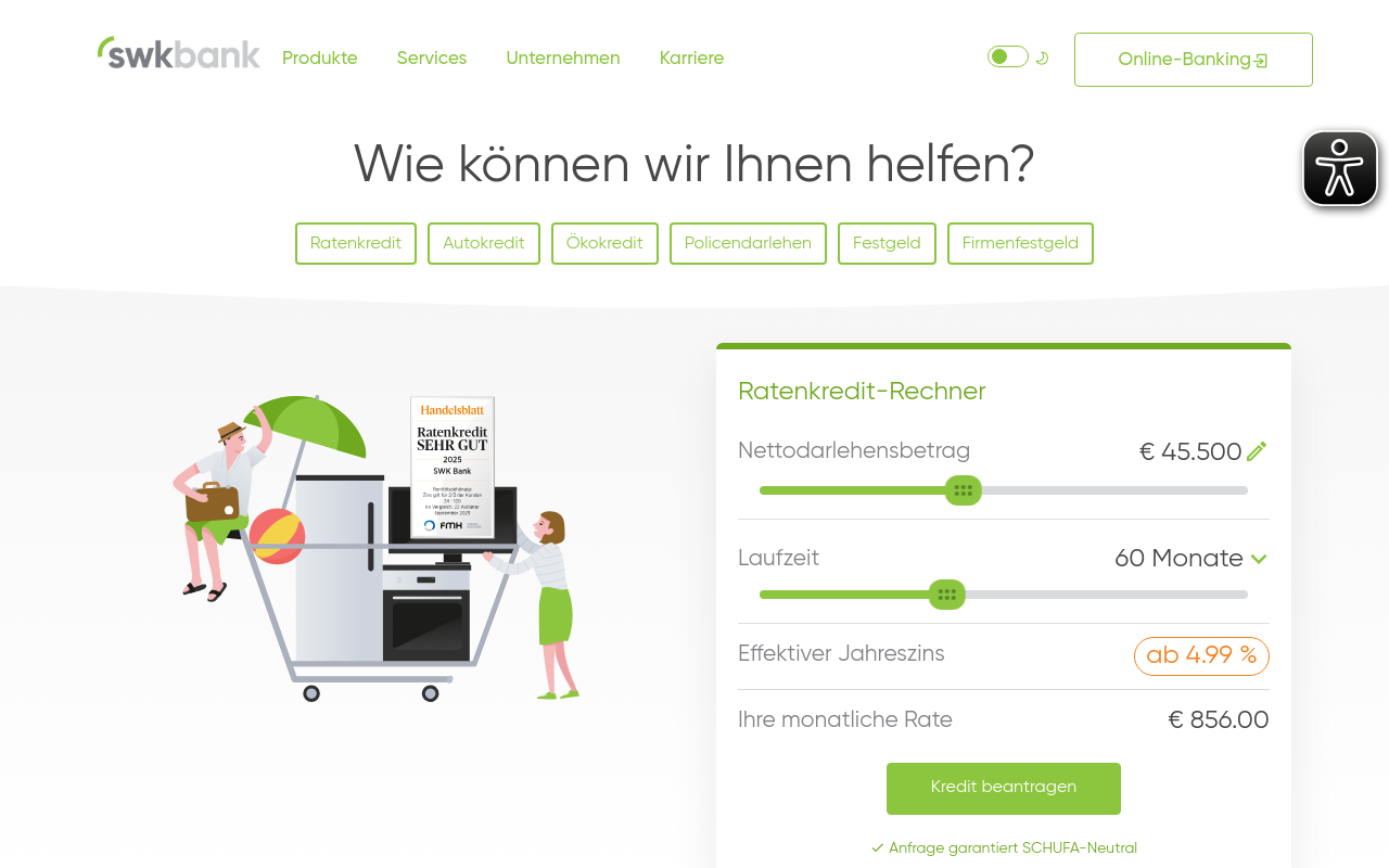 Screenshot von swkbank.de