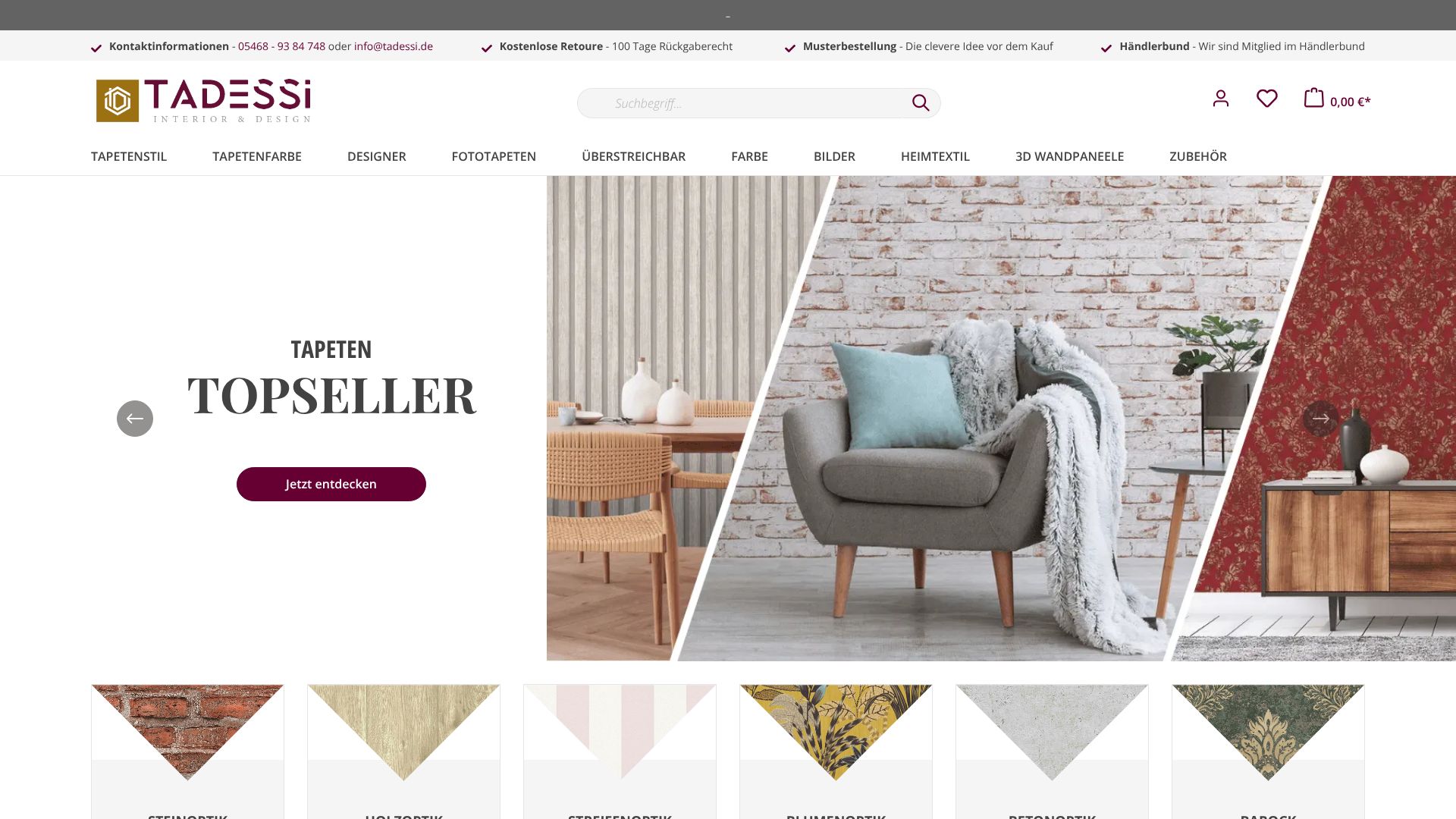 Screenshot von tadessi.de