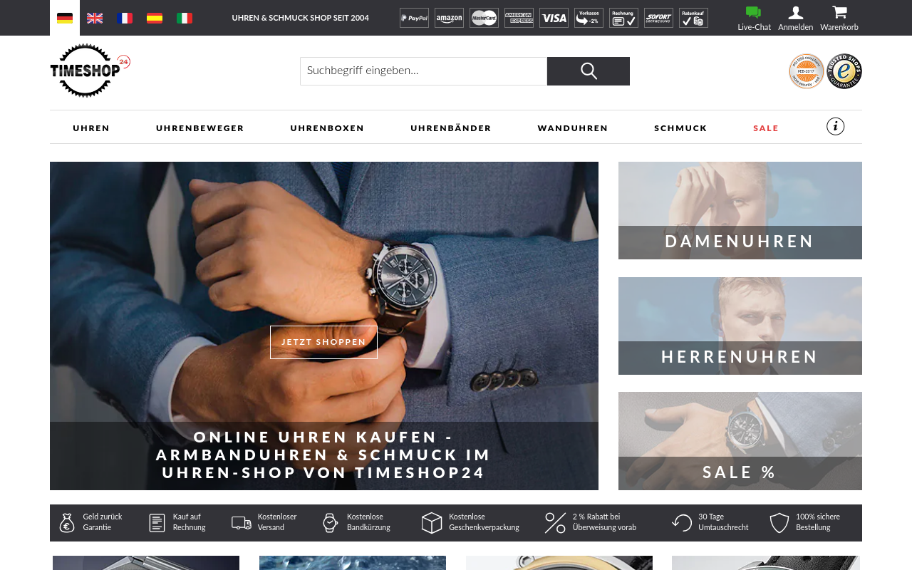 Screenshot von timeshop24.de