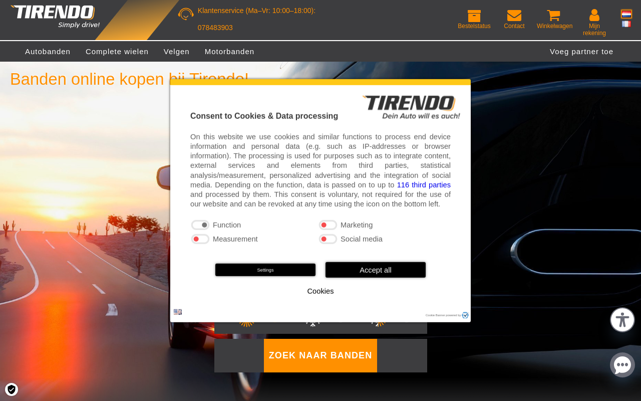 Screenshot von tirendo.be