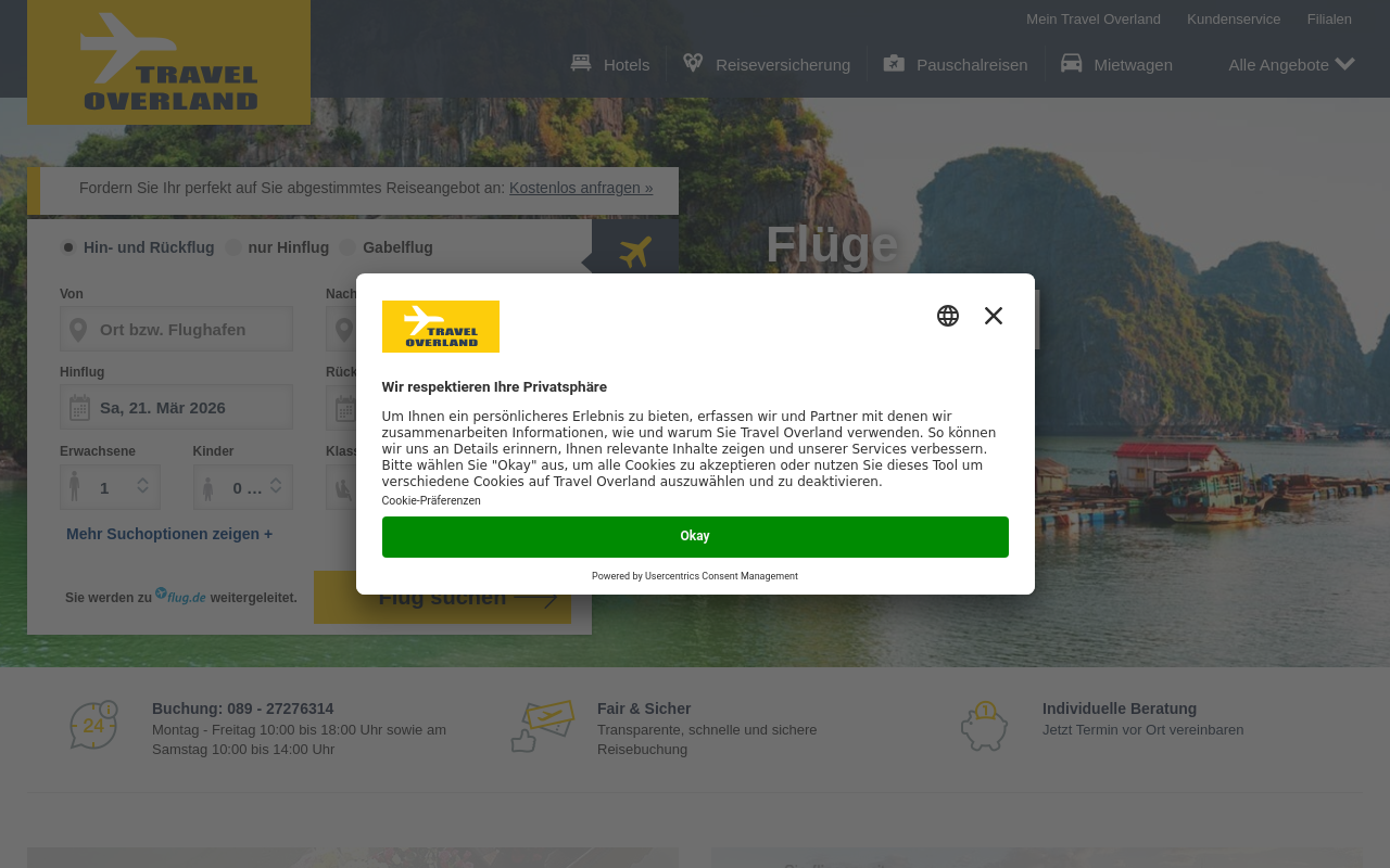 Screenshot von travel-overland.de