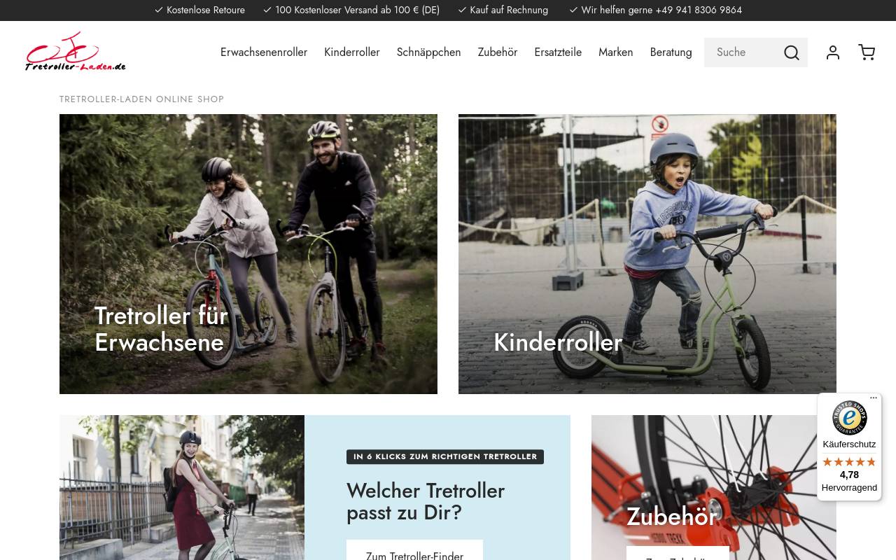 Screenshot von Tretroller-Laden.de