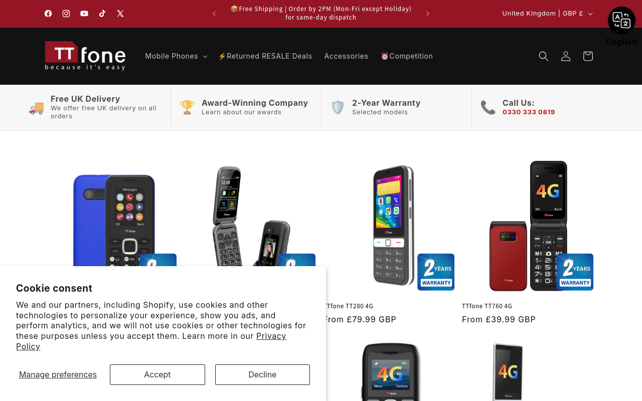 Screenshot von ttfone.com