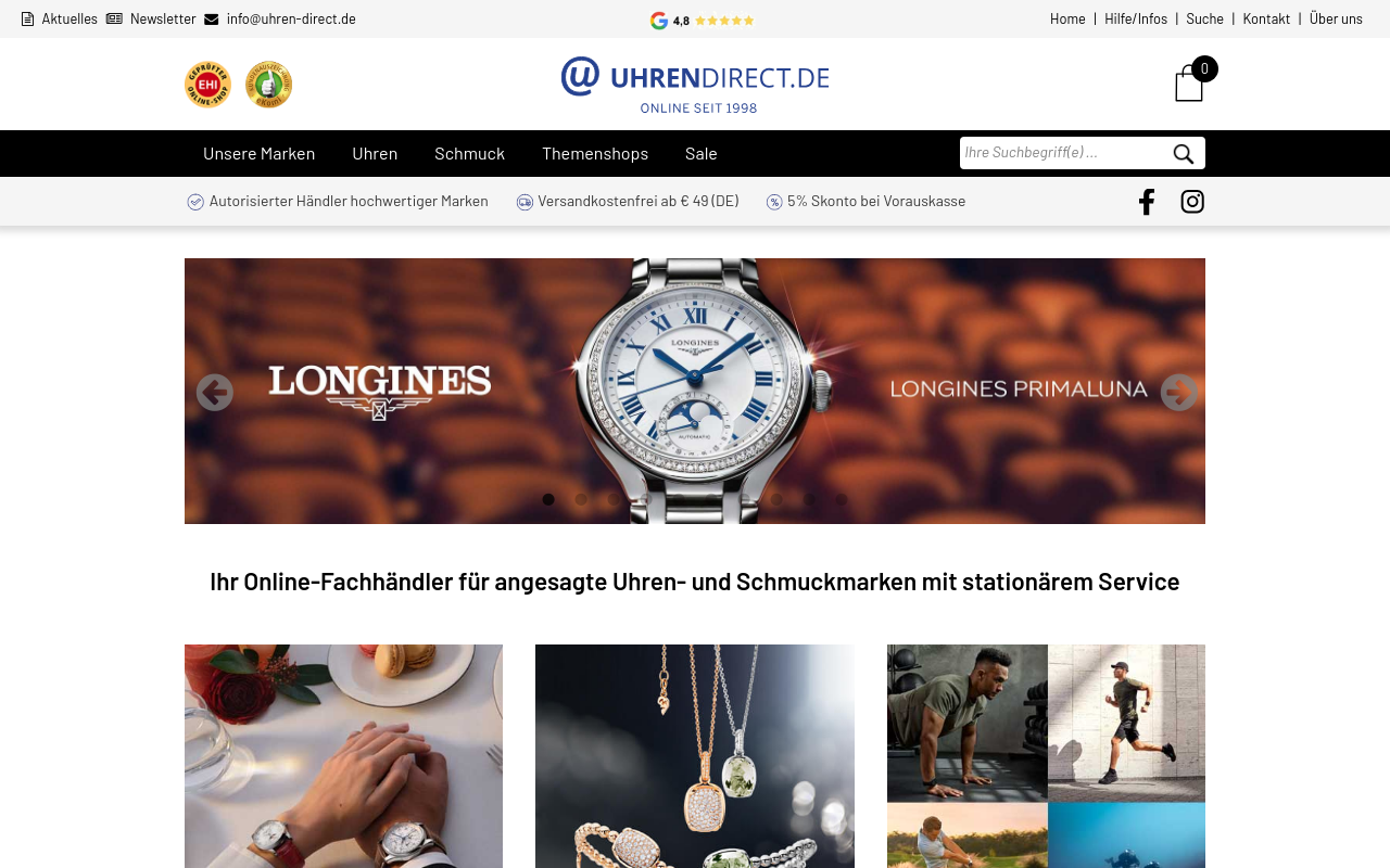 Screenshot von uhrendirect.de