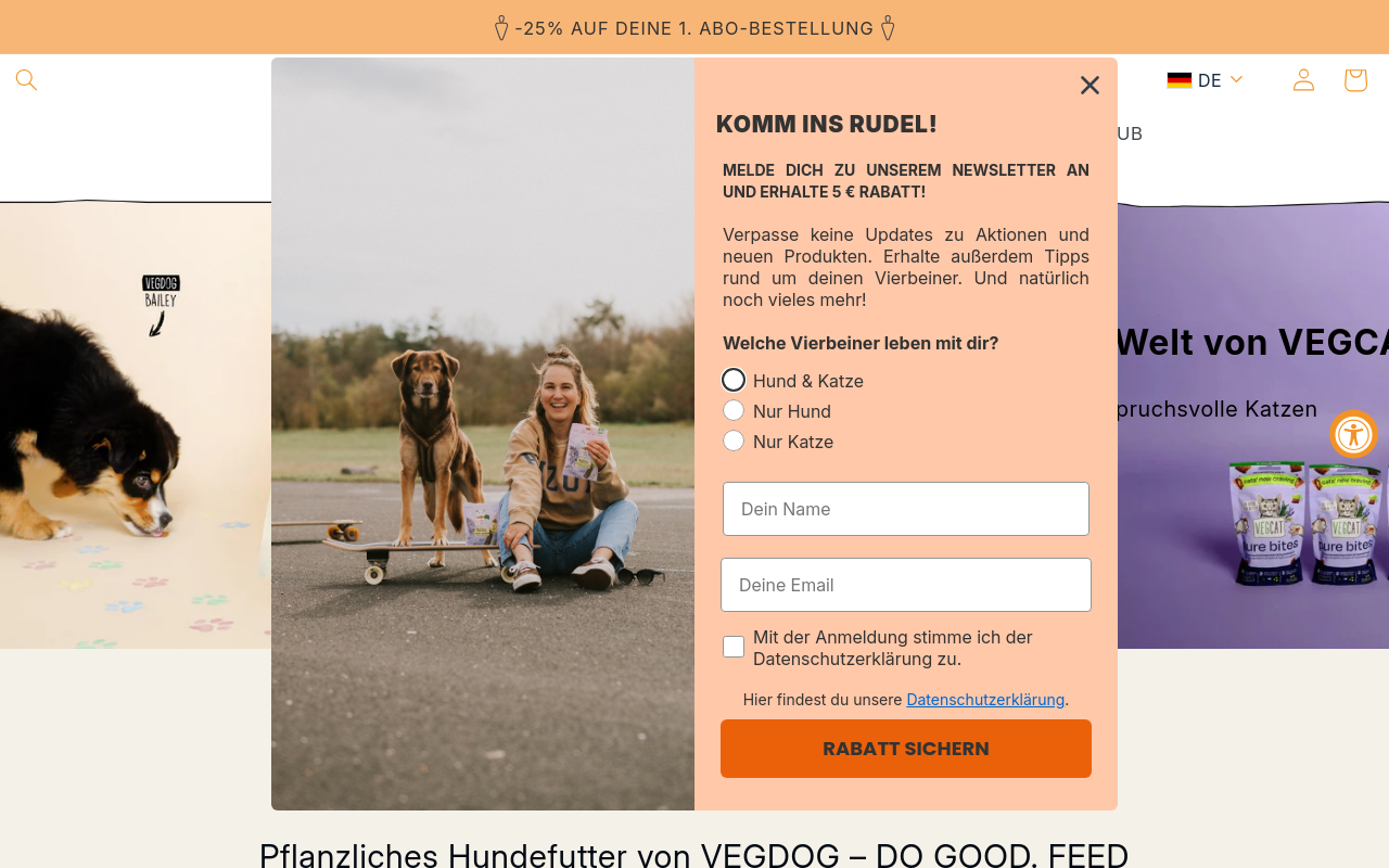 Screenshot von vegdog.de