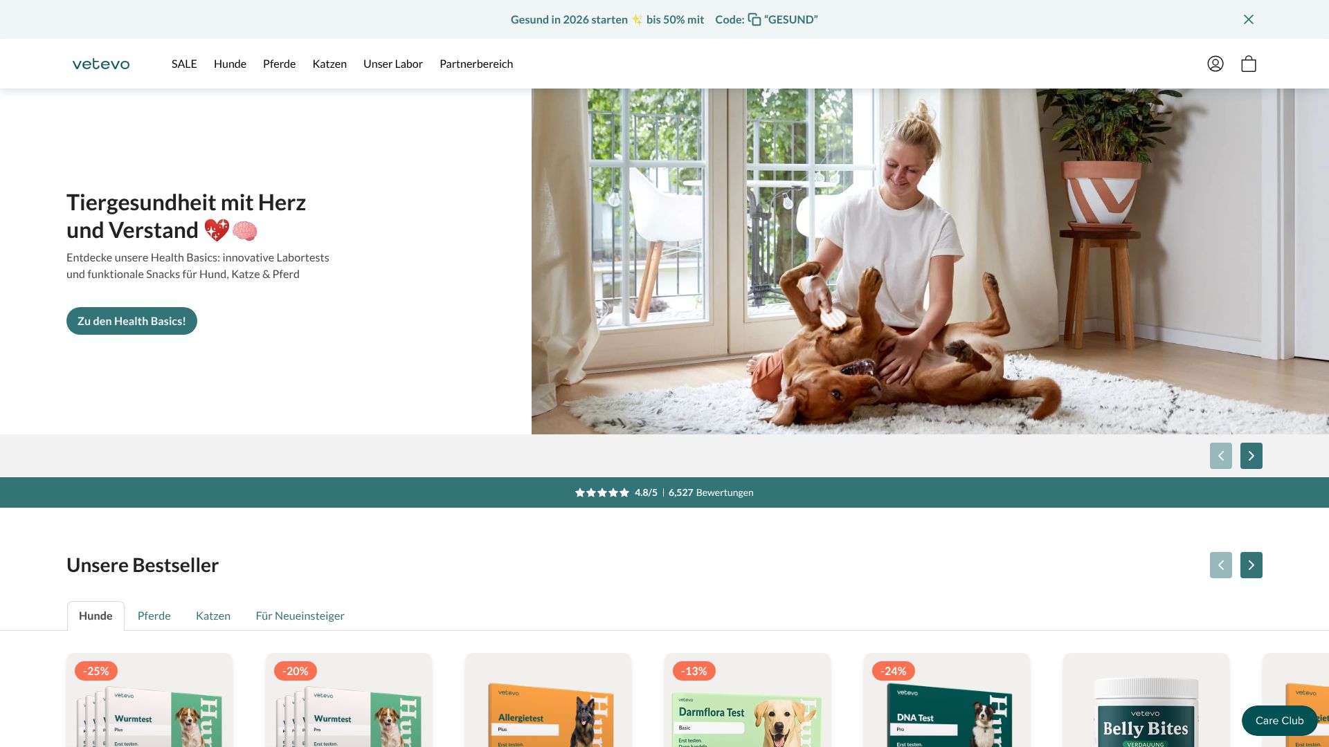 Screenshot von vetevo.de