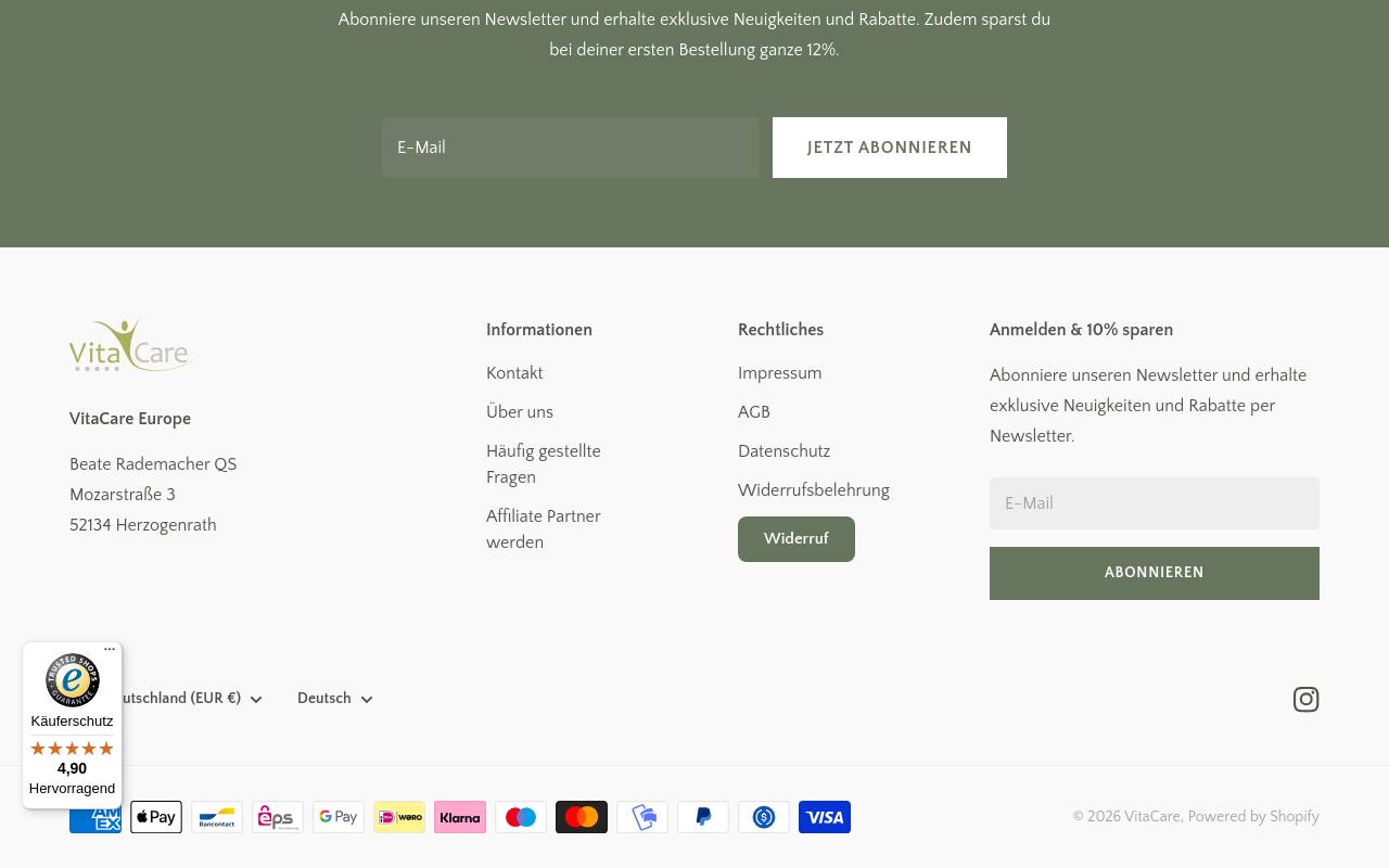 Screenshot von vitacare-europe.com
