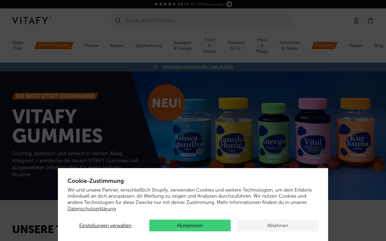 Screenshot von vitafy.de