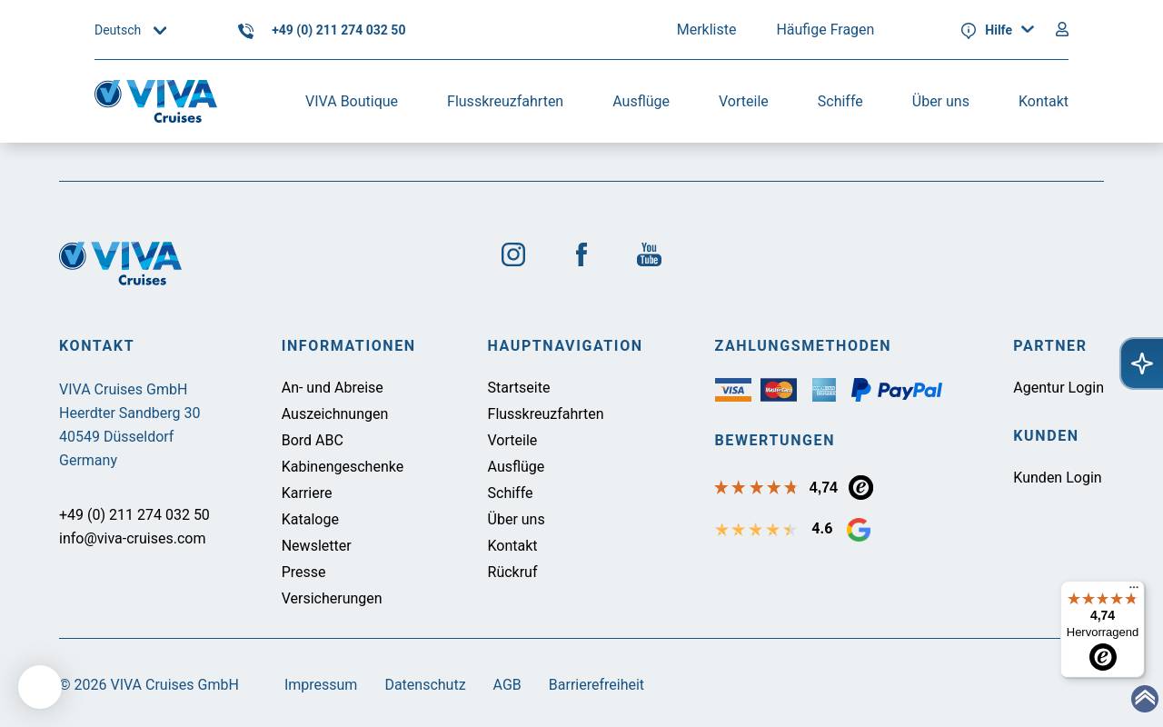 Screenshot von viva-cruises.com
