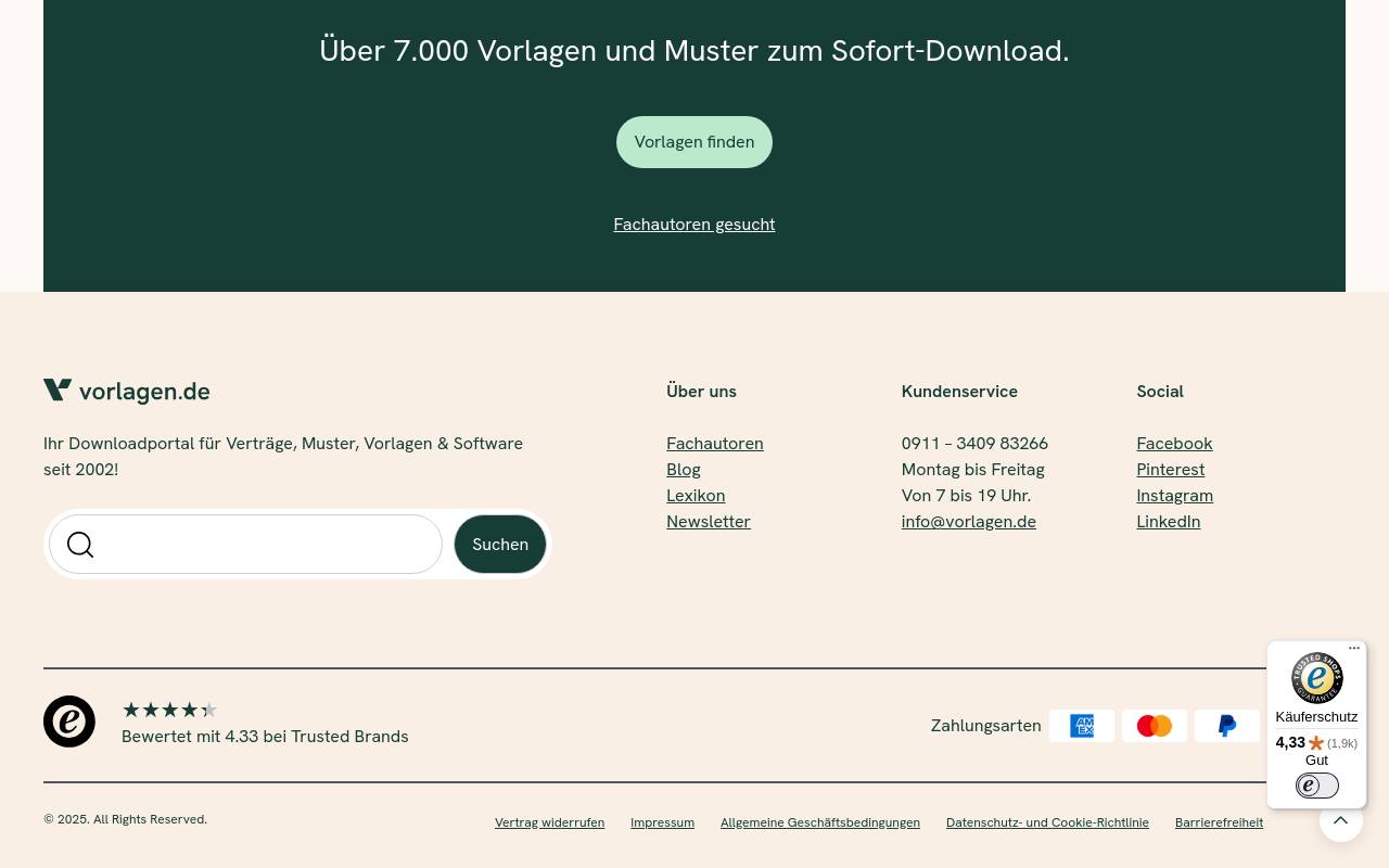Screenshot von vorlagen.de
