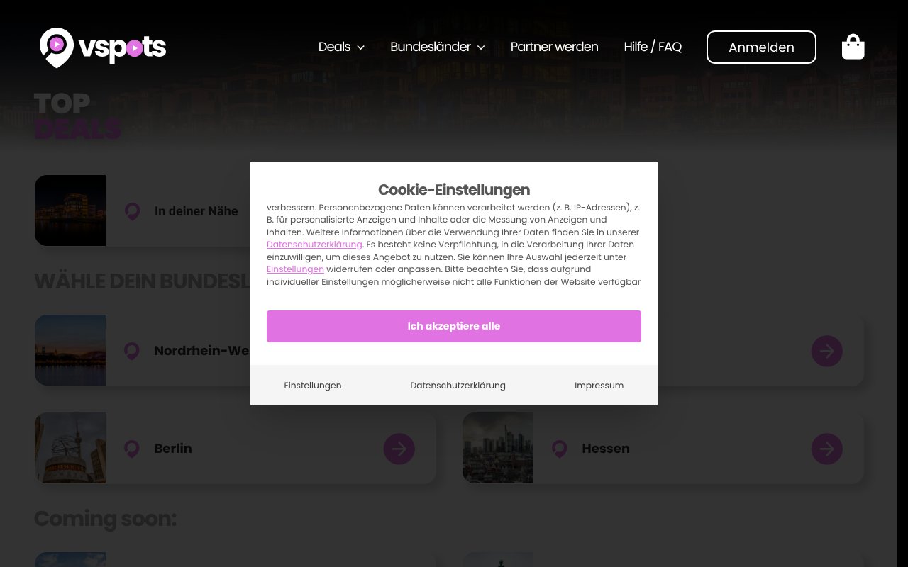 Screenshot von vspots.com