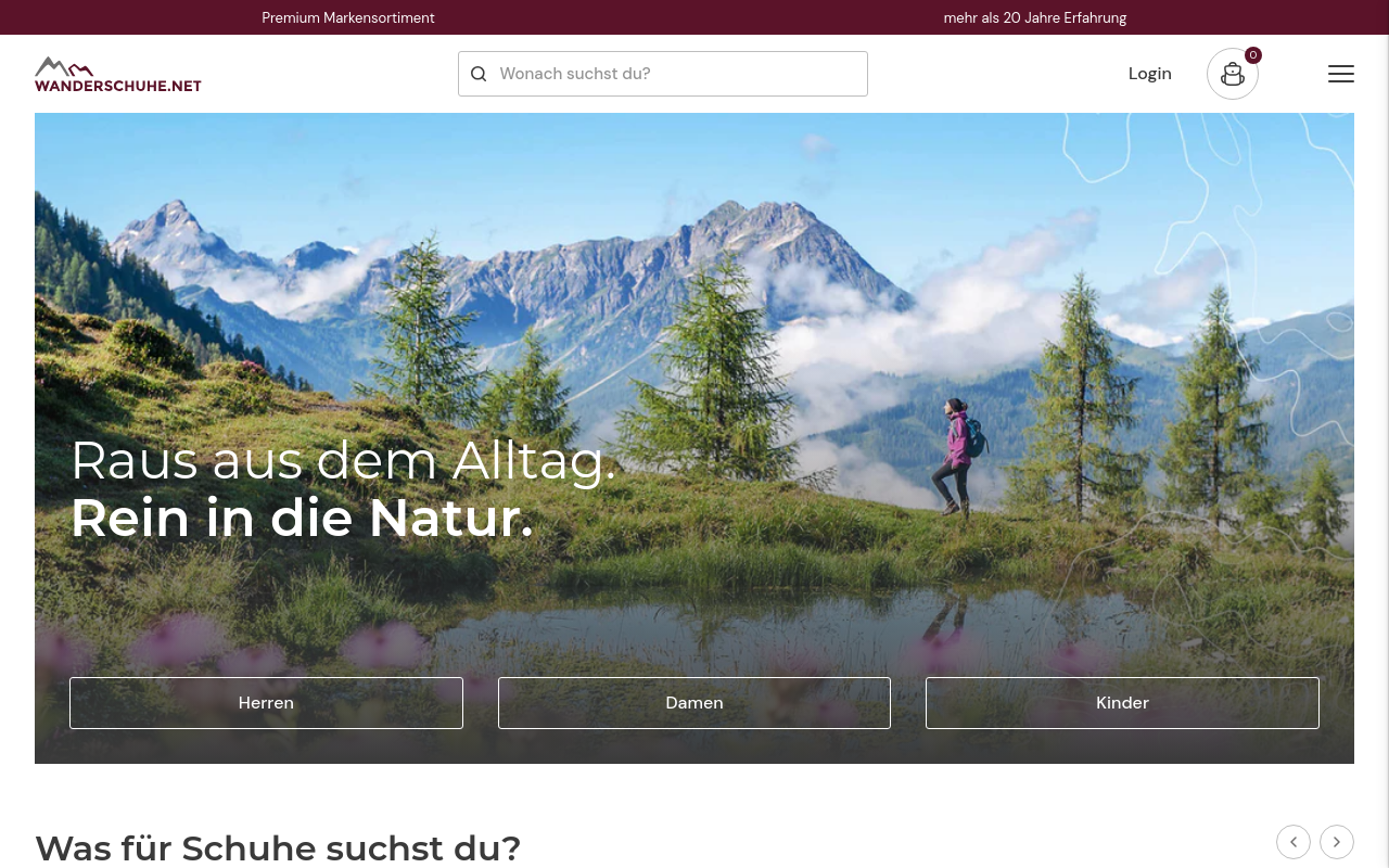 Screenshot von wanderschuhe.net
