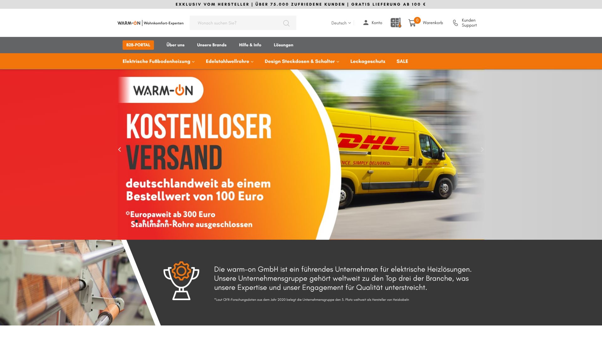 Screenshot von warm-on.com
