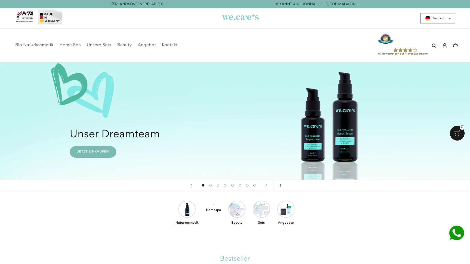 Screenshot von wecares.de