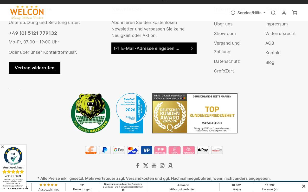 Screenshot von WELCON-Shop